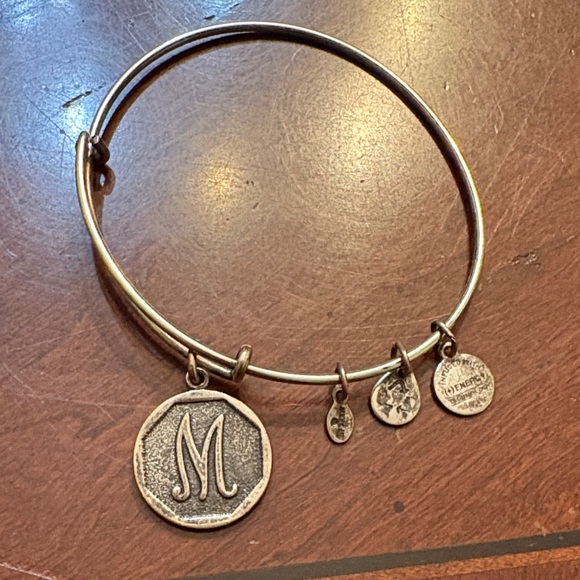 Alex and Ani Silver M initial Charm Bangle Bracelet - Picture 1 of 3